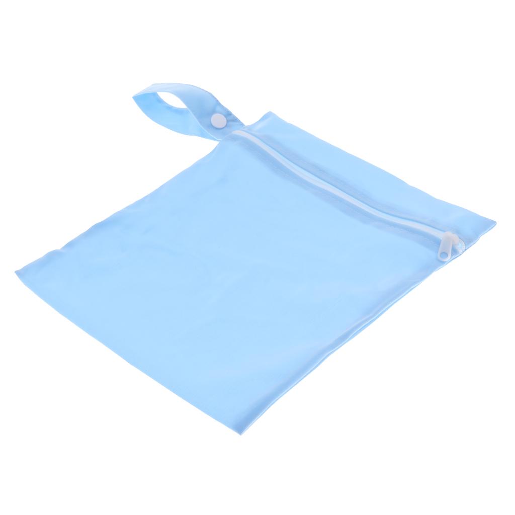 Baby Waterproof Reusable Zip Pouch Wet Dry Bag Cloth Diaper Nappy Blue