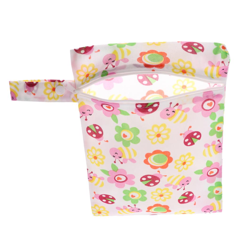 Baby Waterproof Reusable Zip Pouch Wet Dry Bag Cloth Diaper Nappy Sunflower