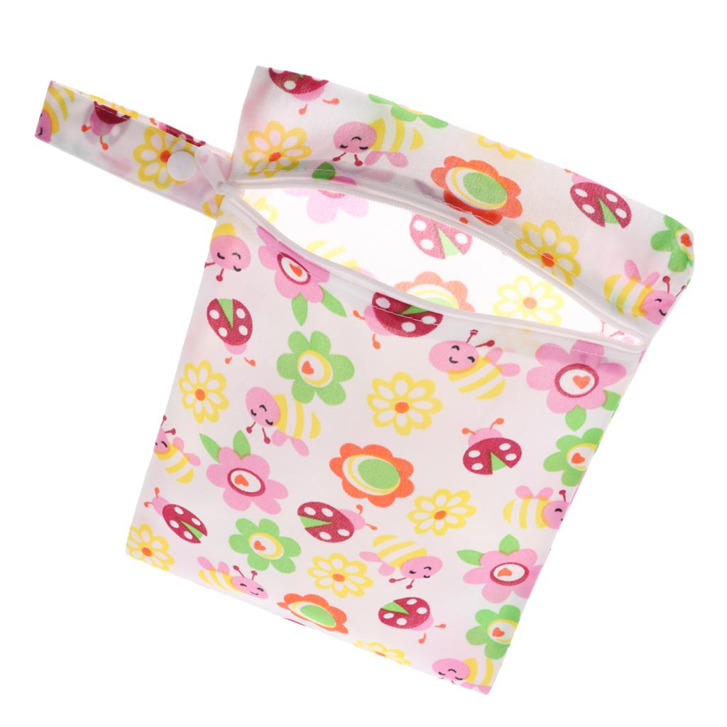 Baby Waterproof Reusable Zip Pouch Wet Dry Bag Cloth Diaper Nappy Sunflower