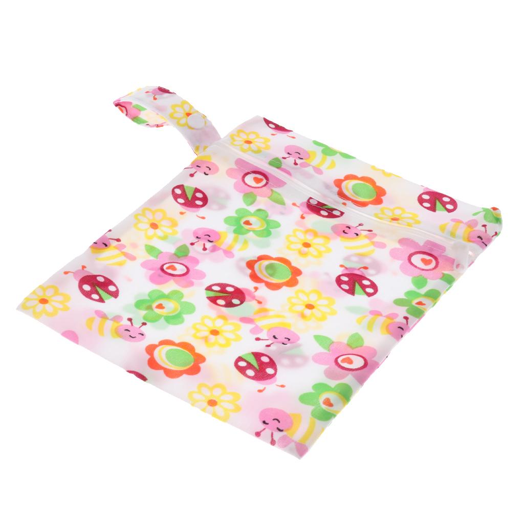 Baby Waterproof Reusable Zip Pouch Wet Dry Bag Cloth Diaper Nappy Sunflower