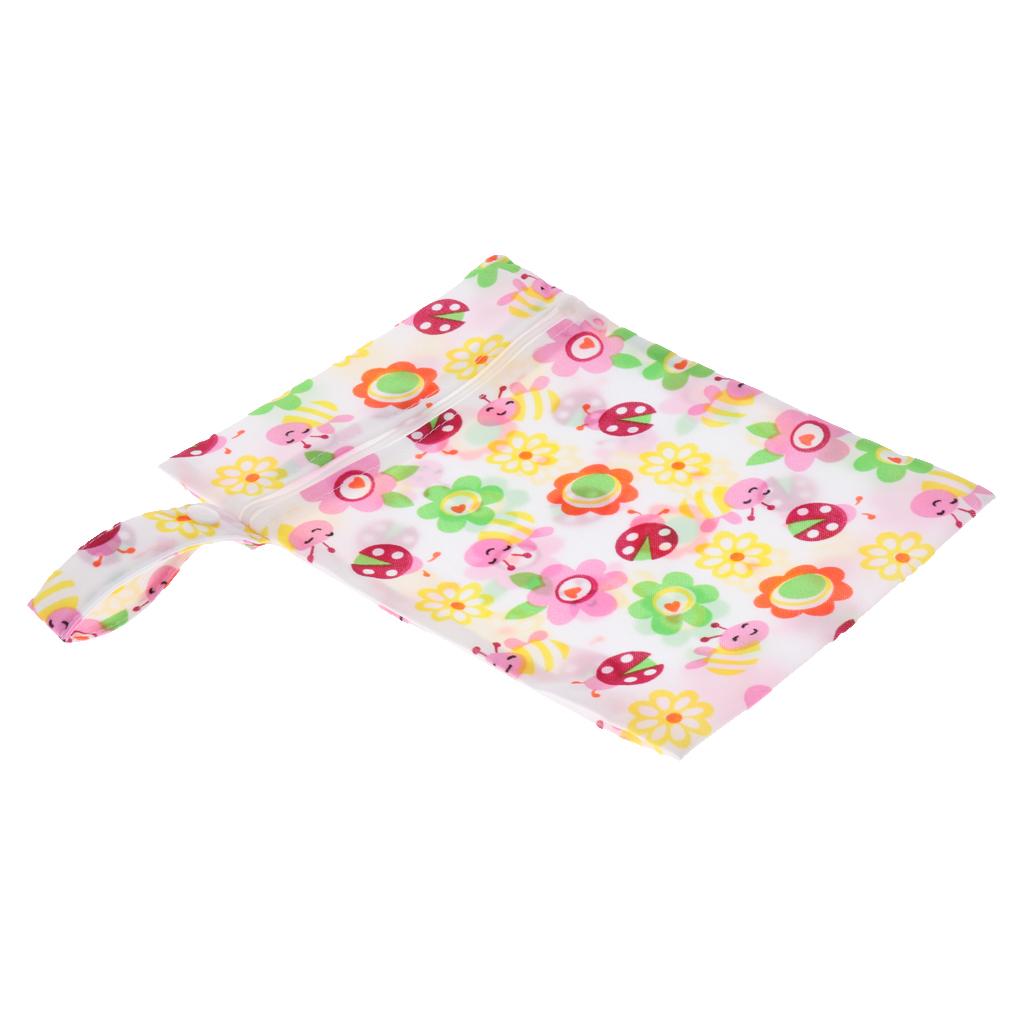 Baby Waterproof Reusable Zip Pouch Wet Dry Bag Cloth Diaper Nappy Sunflower