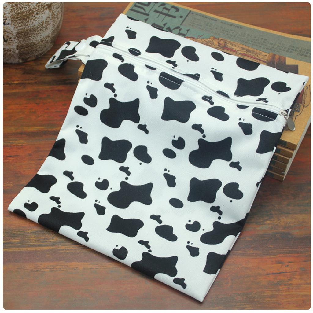 Baby Waterproof Reusable Zip Pouch Wet Dry Bag Cloth Diaper Nappy Cow
