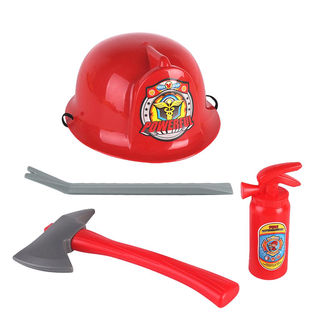 Fireman Helmet with Axe and Extinguisher Halloween Fancy Dress Set for Kids