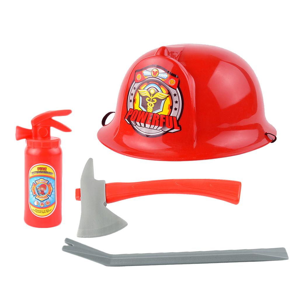 Fireman Helmet with Axe and Extinguisher Halloween Fancy Dress Set for Kids