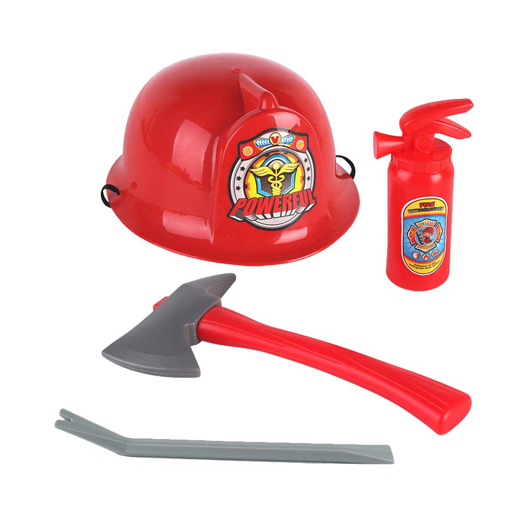 Fireman Helmet with Axe and Extinguisher Halloween Fancy Dress Set for Kids