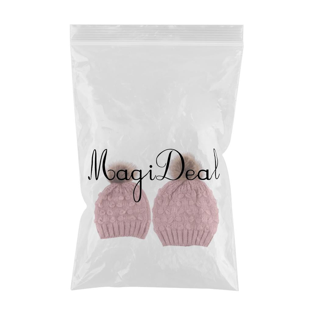 2PCS Parent-Child Hat Warmer Winter Knit Hat Beanie Ski Cap  Pink