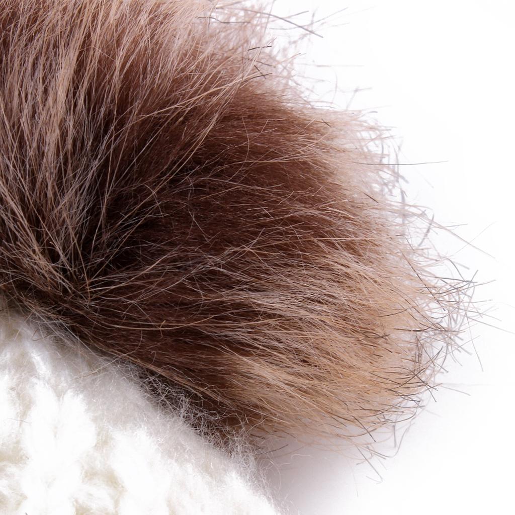 Winter Warm Hats Baby Knitting Beanie Toddler Mohair Pom Pom Cap White