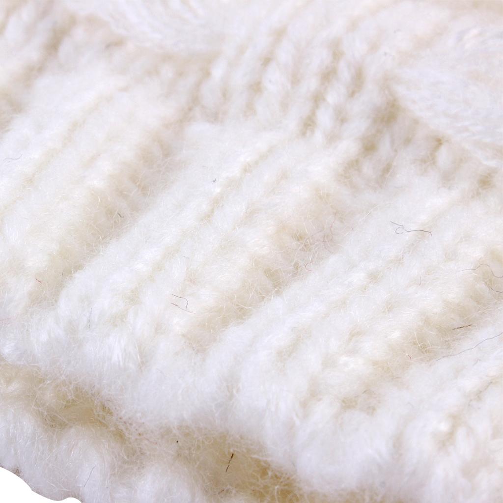 Winter Warm Hats Baby Knitting Beanie Toddler Mohair Pom Pom Cap White