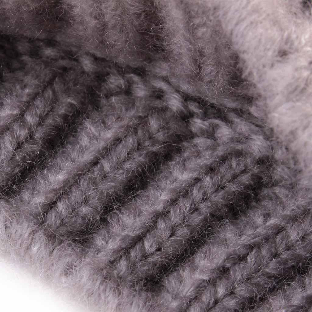 Winter Warm Hats Baby Knitting Beanie Toddler Mohair Pom Pom Cap Grey