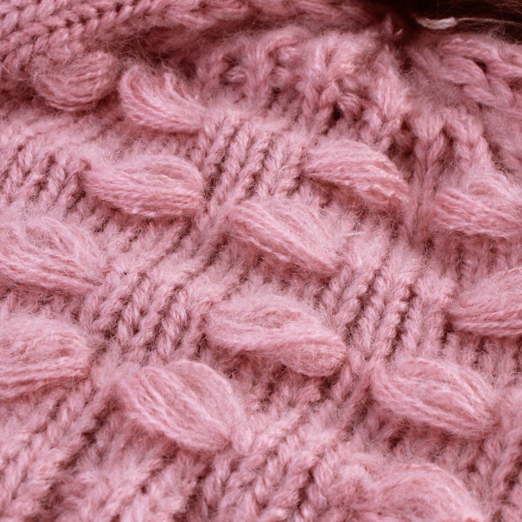 Winter Warm Hats Baby Knitting Beanie Toddler Mohair Pom Pom Cap Pink