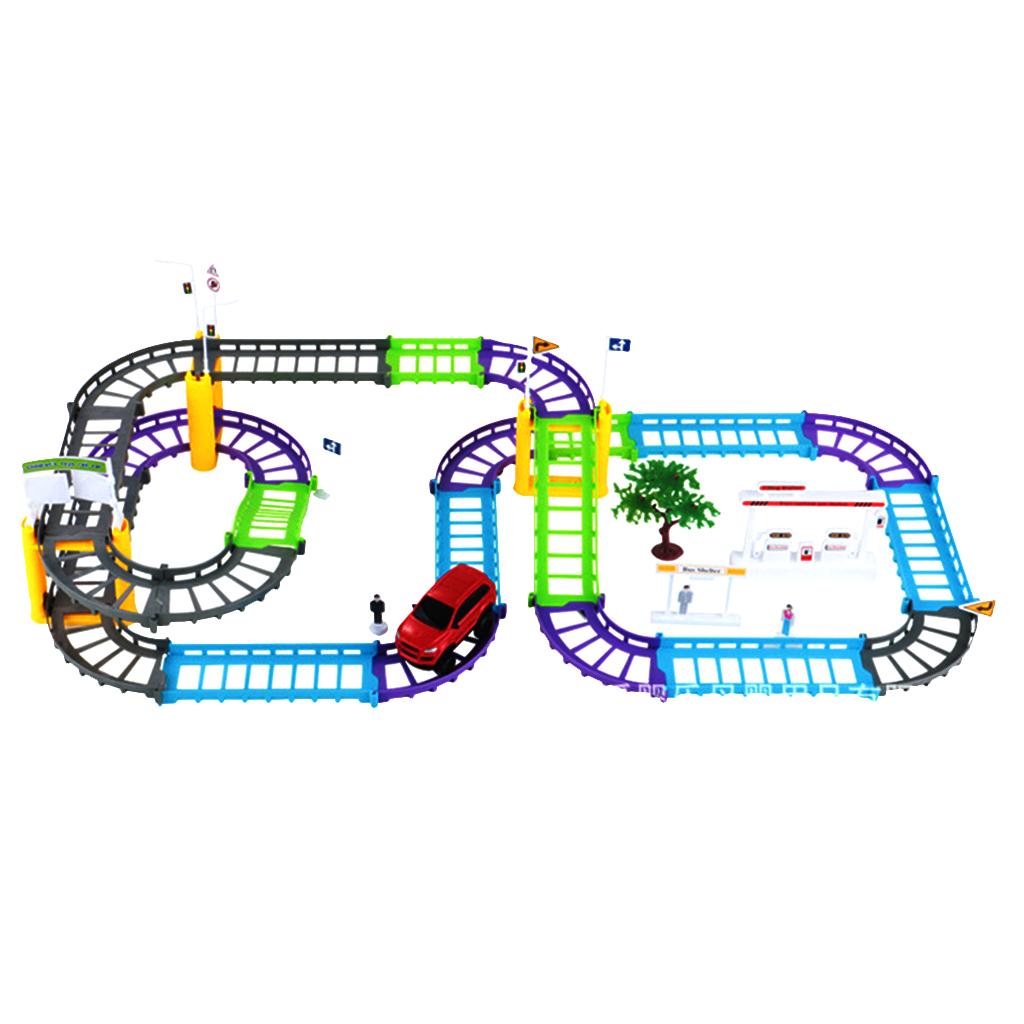 Multi-Color Electric DIY Assembly Racing Car Rail Track Set, Early Developmental Toy for Kids