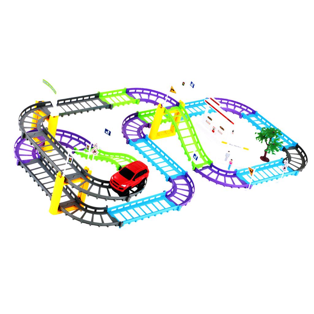 Multi-Color Electric DIY Assembly Racing Car Rail Track Set, Early Developmental Toy for Kids