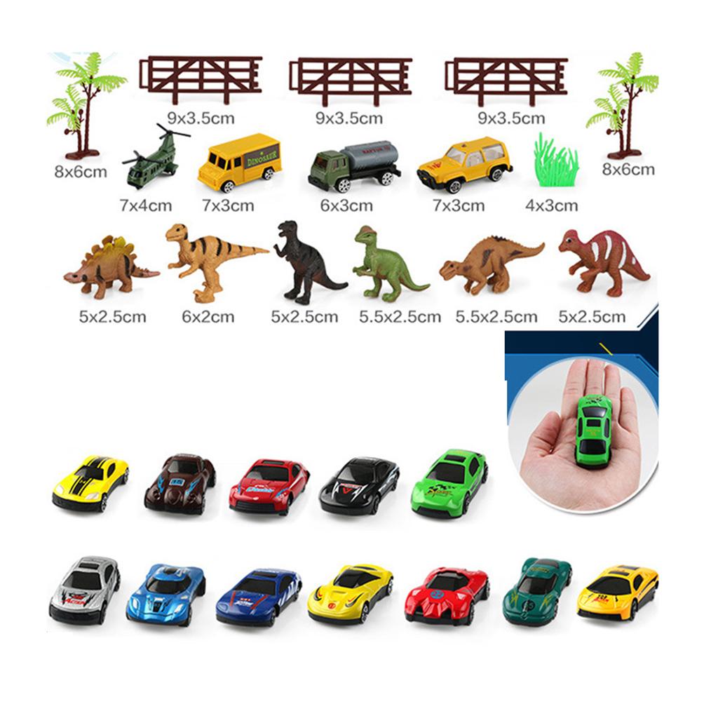 28Pcs 22 Inch Transport Carrier with Small Dinosaur Model Figures, Helicopter and Vehicles, Great Birthday Christmas Gift for Kids