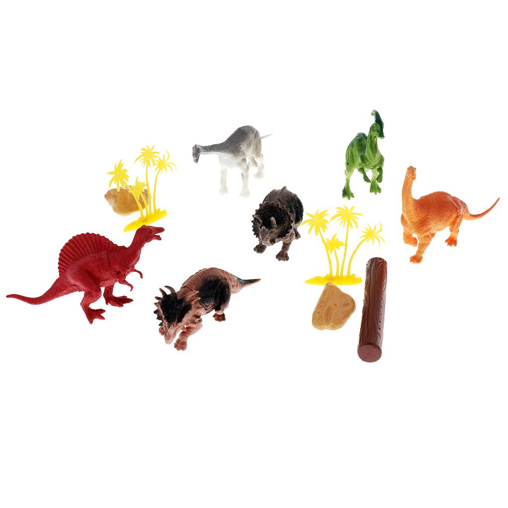 44 Pieces of Realistic Dinosaur Model Figures with a Storage Box, T-rex, Triceratops, Stegosaurus