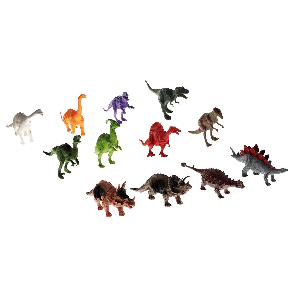 44 Pieces of Realistic Dinosaur Model Figures with a Storage Box, T-rex, Triceratops, Stegosaurus