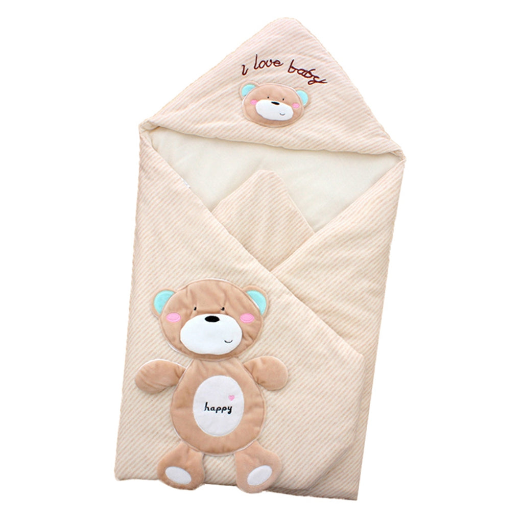 Newborn Infant Cartoon Cotton Sleeping Bag Swaddle Blanket Quilt Happy Bear