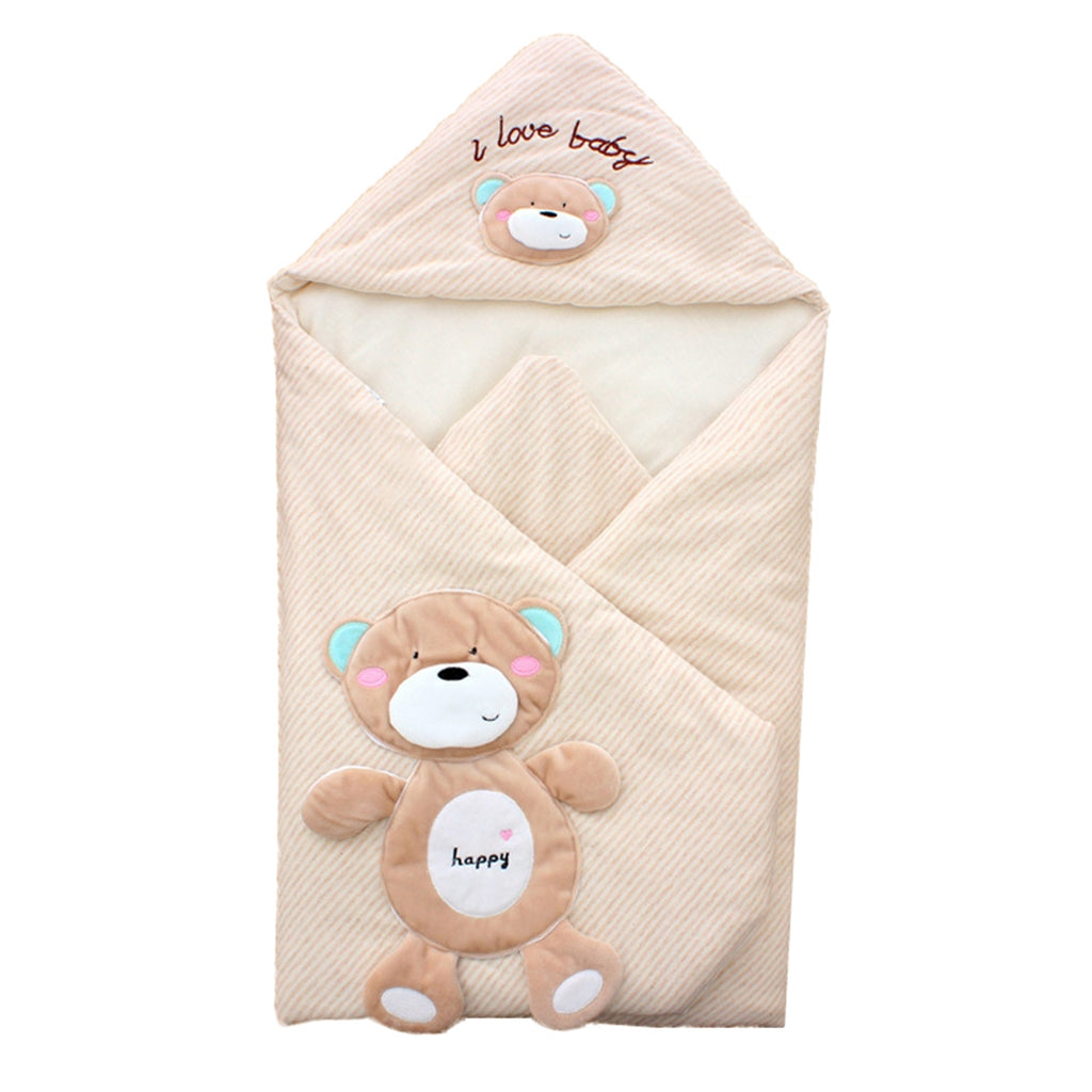 Newborn Infant Cartoon Cotton Sleeping Bag Swaddle Blanket Quilt Happy Bear