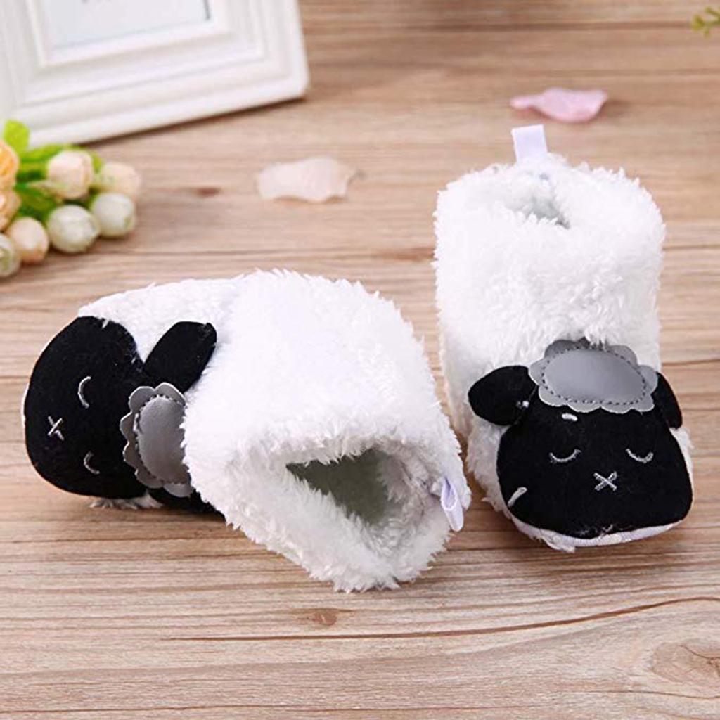 Cute Cartoon Animal Unisex Kids Fleece Shoes Baby White for 3-5 months