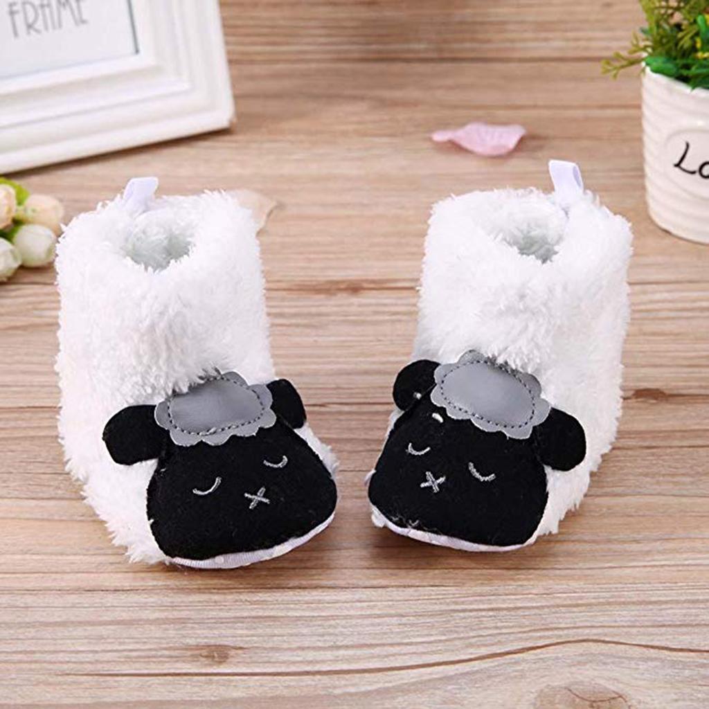 Cute Cartoon Animal Unisex Kids Fleece Shoes Baby White for 3-5 months