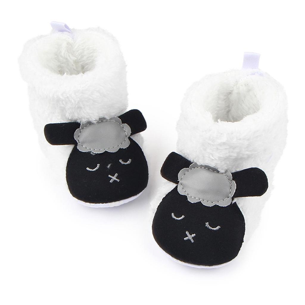 Cute Cartoon Animal Unisex Kids Fleece Shoes Baby White for 9-12 months