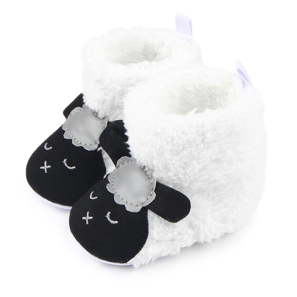 Cute Cartoon Animal Unisex Kids Fleece Shoes Baby White for 9-12 months