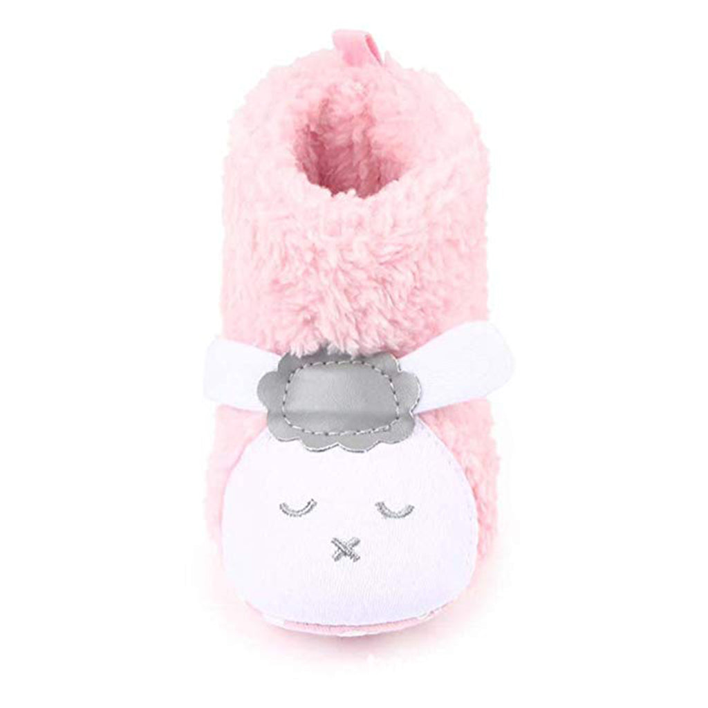 Cute Cartoon Animal Unisex Kids Fleece Shoes Baby Pink for 9-12 months