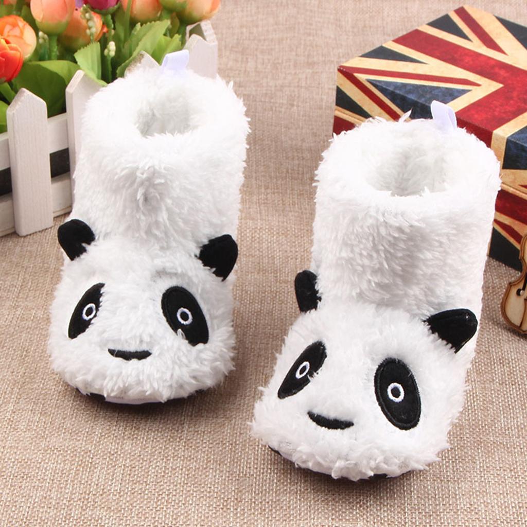 Soft Cartoon Animal Unisex Kids Baby Fleece Shoes  White for 3-5 Months