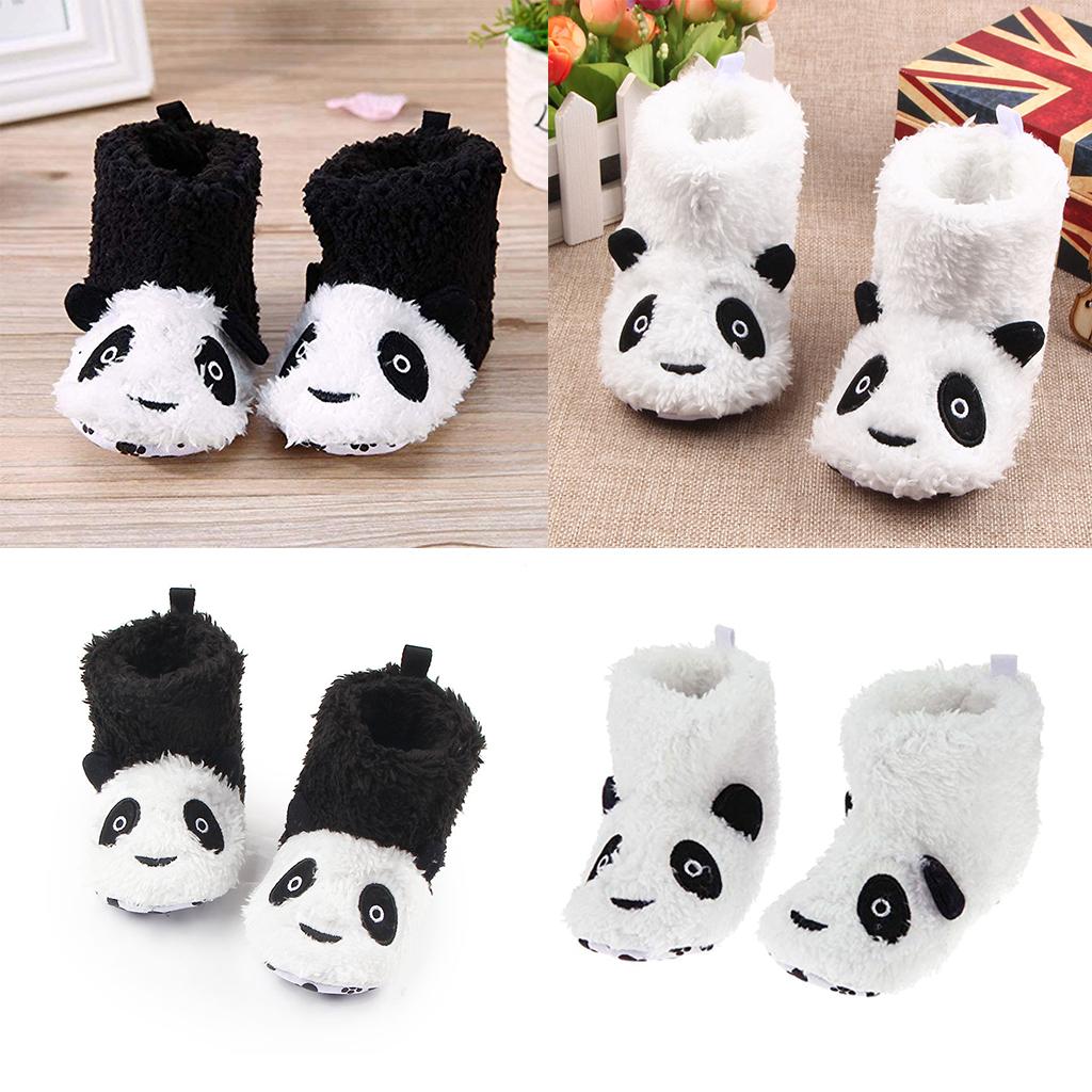 Soft Cartoon Animal Unisex Kids Baby Fleece Shoes  White for 3-5 Months