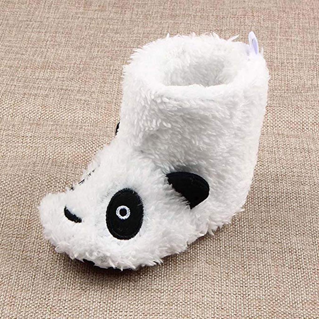 Soft Cartoon Animal Unisex Kids Baby Fleece Shoes  White for 3-5 Months