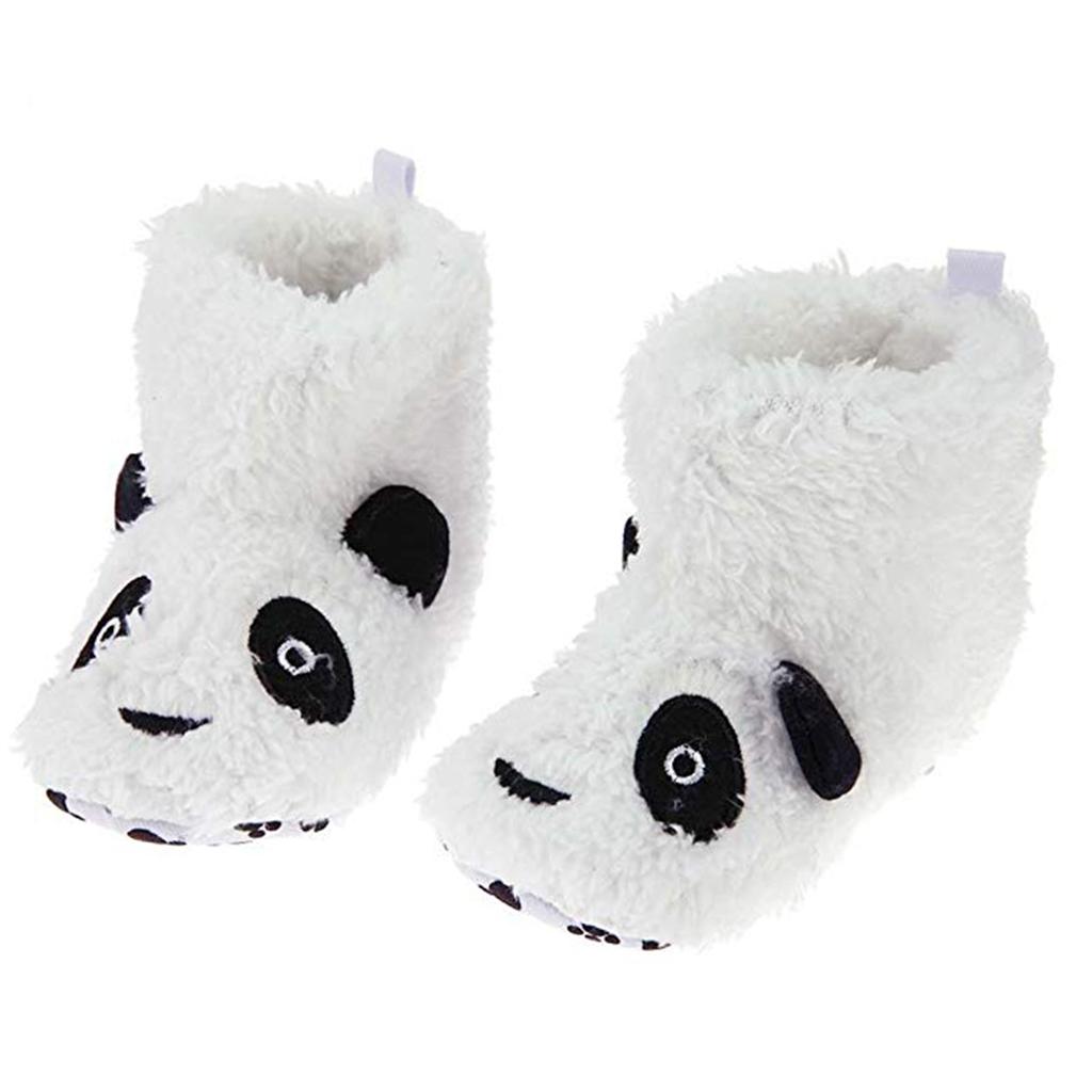 Soft Cartoon Animal Unisex Kids Baby Fleece Shoes  White for 6-8 Months