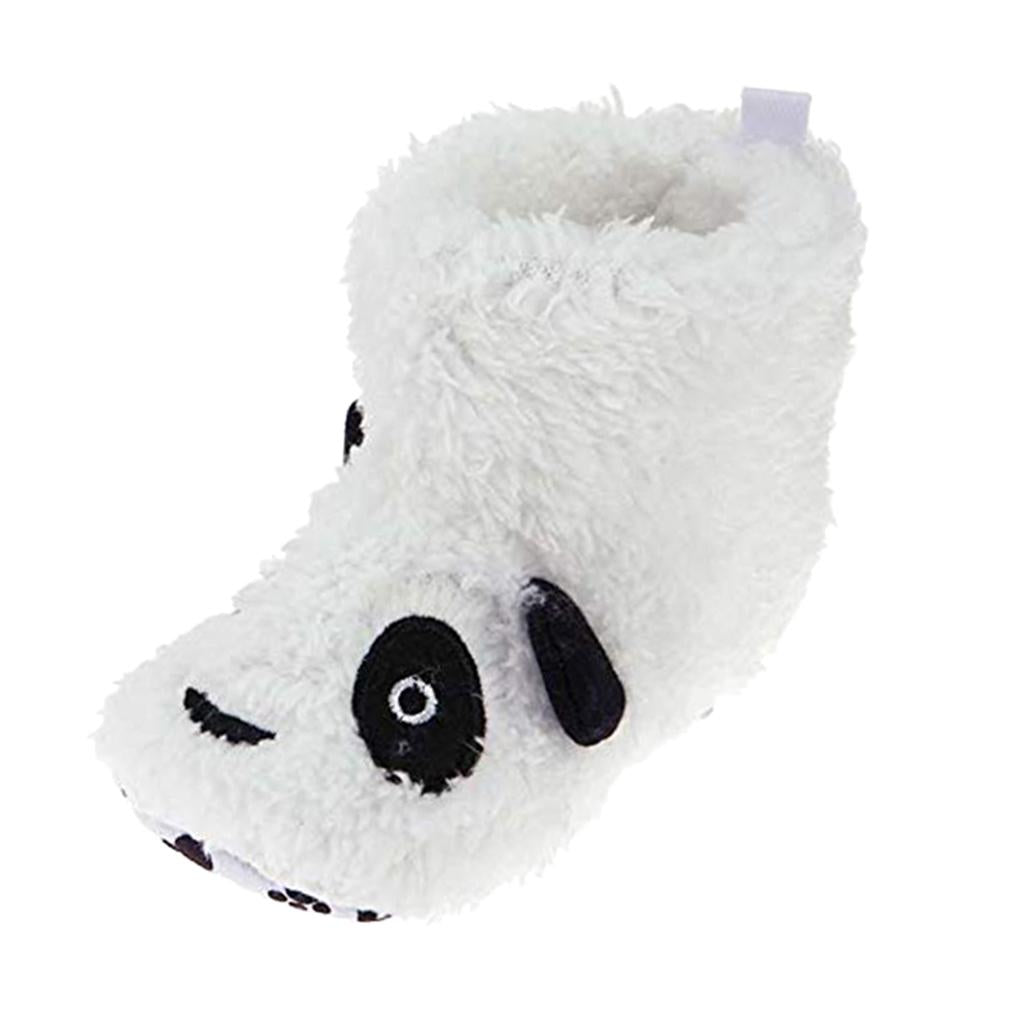 Soft Cartoon Animal Unisex Kids Baby Fleece Shoes  White for 6-8 Months