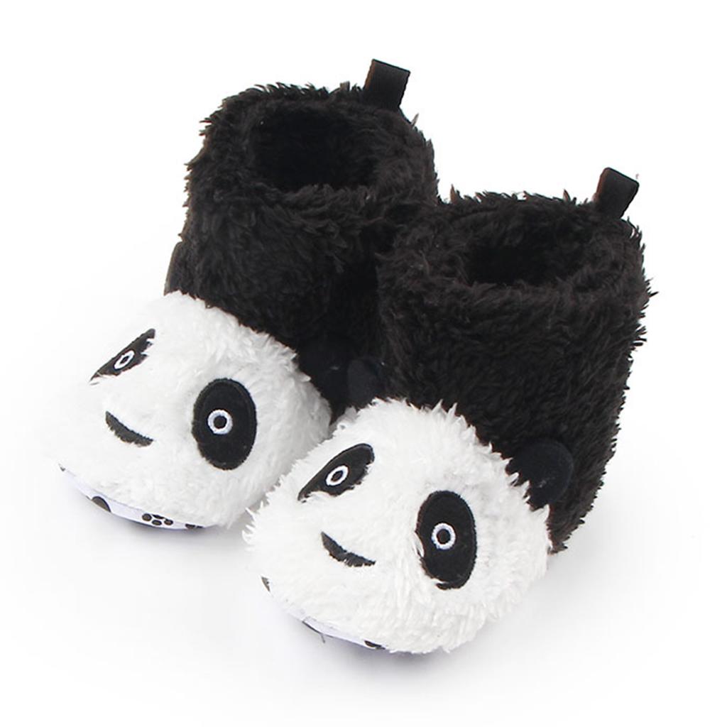 Soft Cartoon Animal Unisex Kids Baby Fleece Shoes  Black for  3-5 Months