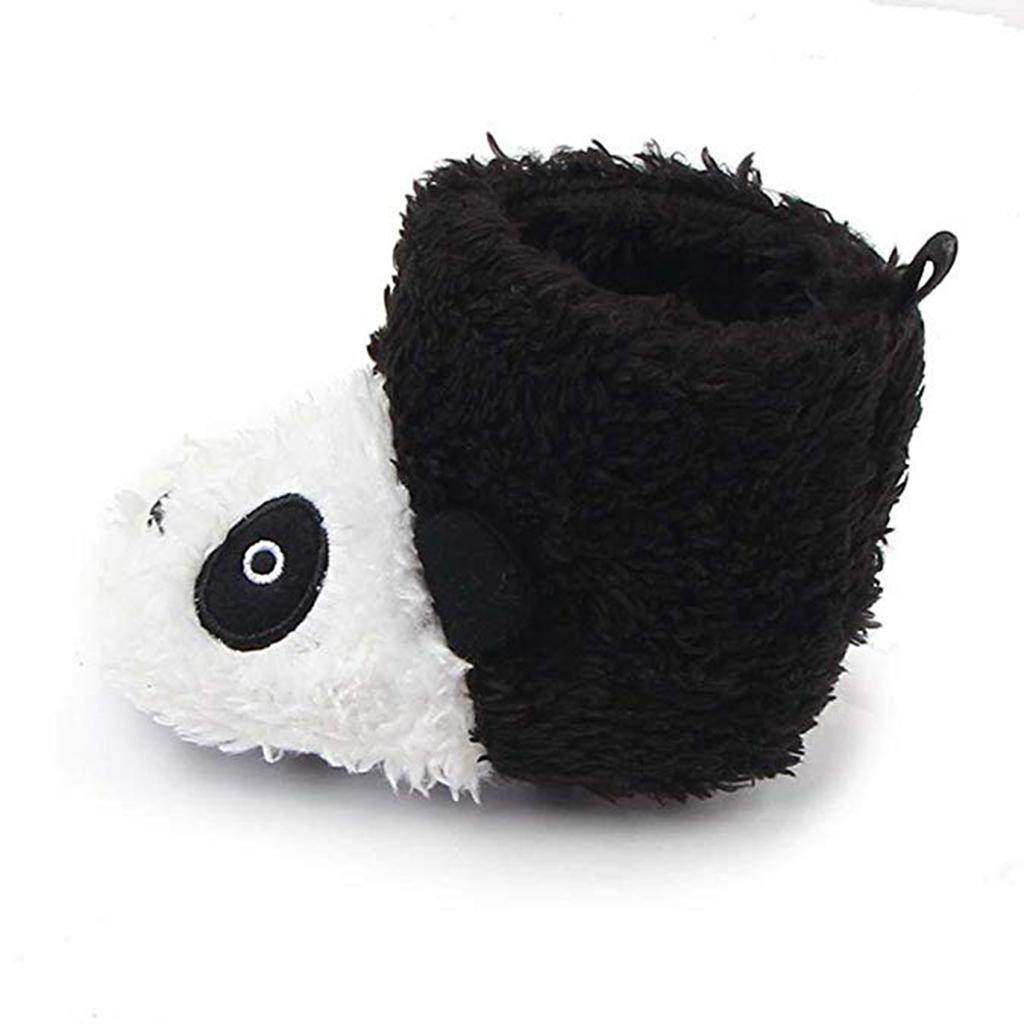 Soft Cartoon Animal Unisex Kids Baby Fleece Shoes  Black for  6-8 Months