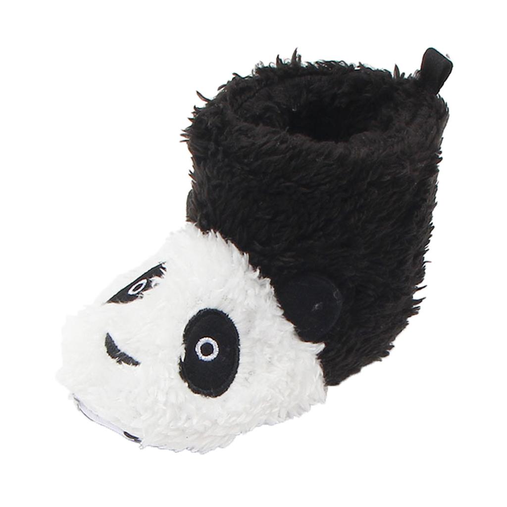 Soft Cartoon Animal Unisex Kids Baby Fleece Shoes  Black for  6-8 Months