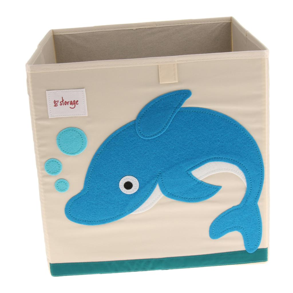 Folding Storage Box Basket Kids Clothes Toy Book Organizer  Dolphin