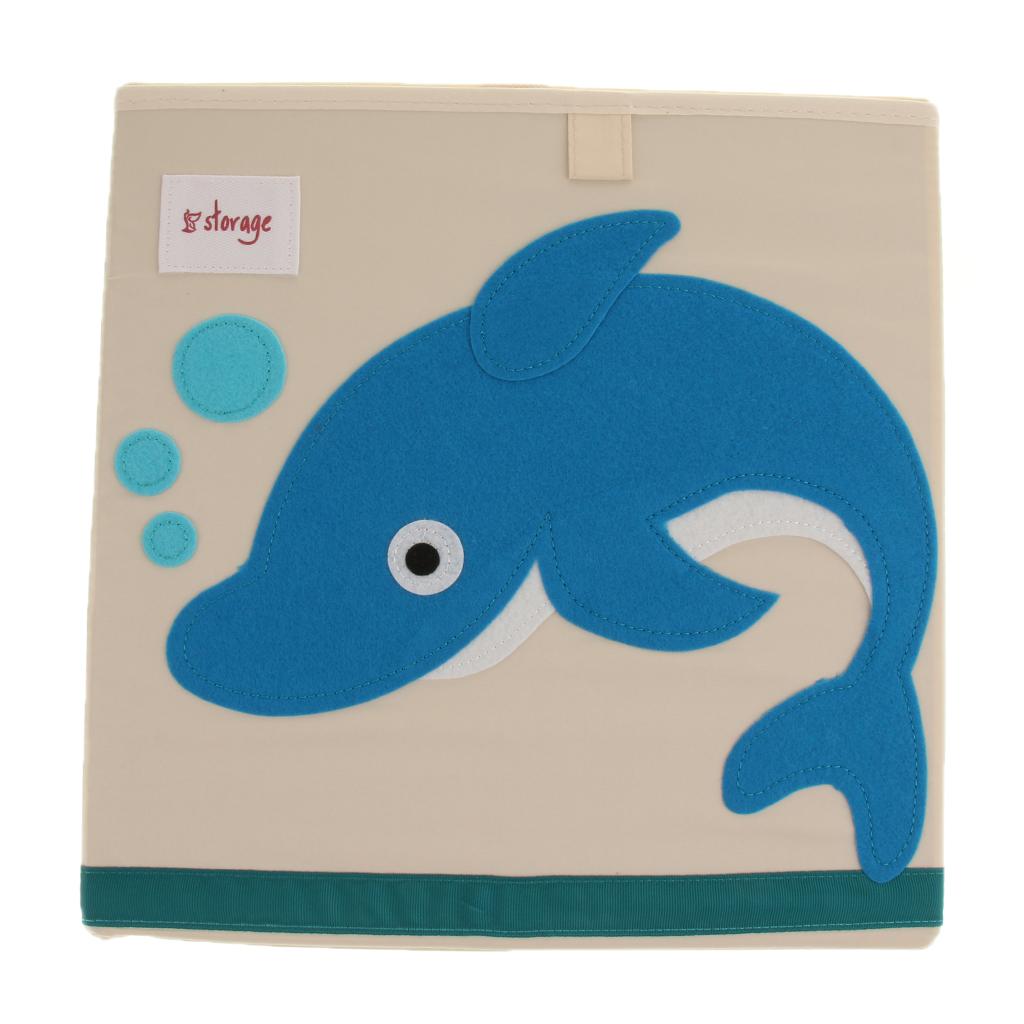 Folding Storage Box Basket Kids Clothes Toy Book Organizer  Dolphin