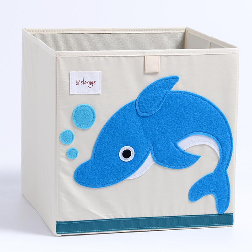 Folding Storage Box Basket Kids Clothes Toy Book Organizer  Dolphin