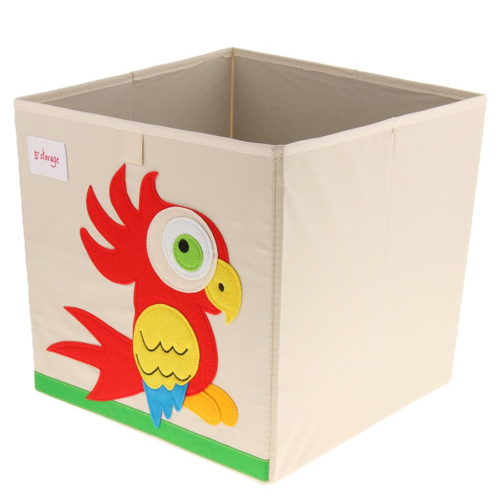 Folding Storage Box Basket Kids Clothes Toy Book Organizer  Parrot