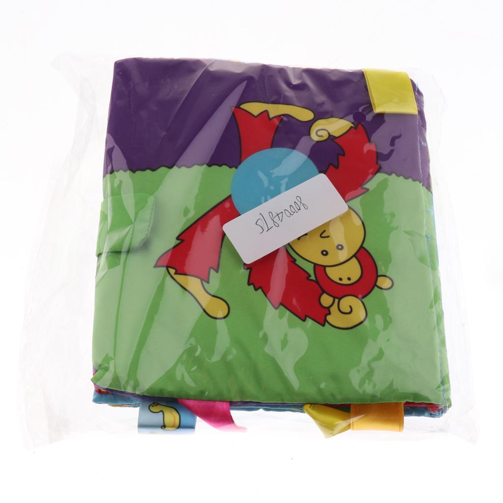 Non-Toxic Soft Cloth Book Crinkle Friction w/ rustling Sound Baby Toy Monkey