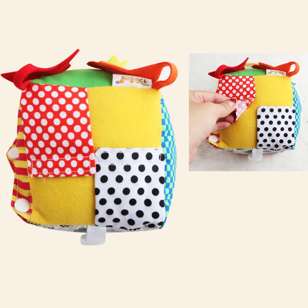 6 in 1 Soft Baby Cloth Cube , Learn to Dress Montessori Basic Life Skills Learning Toys Developmental Zip, Snap, Button, Buckle, Lace,Tie Game