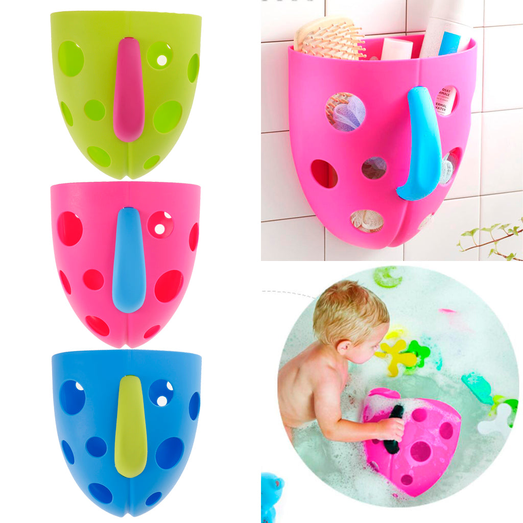 Kids Baby Sucker & Self Hanging Hook Bathing Toys Storage Box Bathroom Accessories –Blue