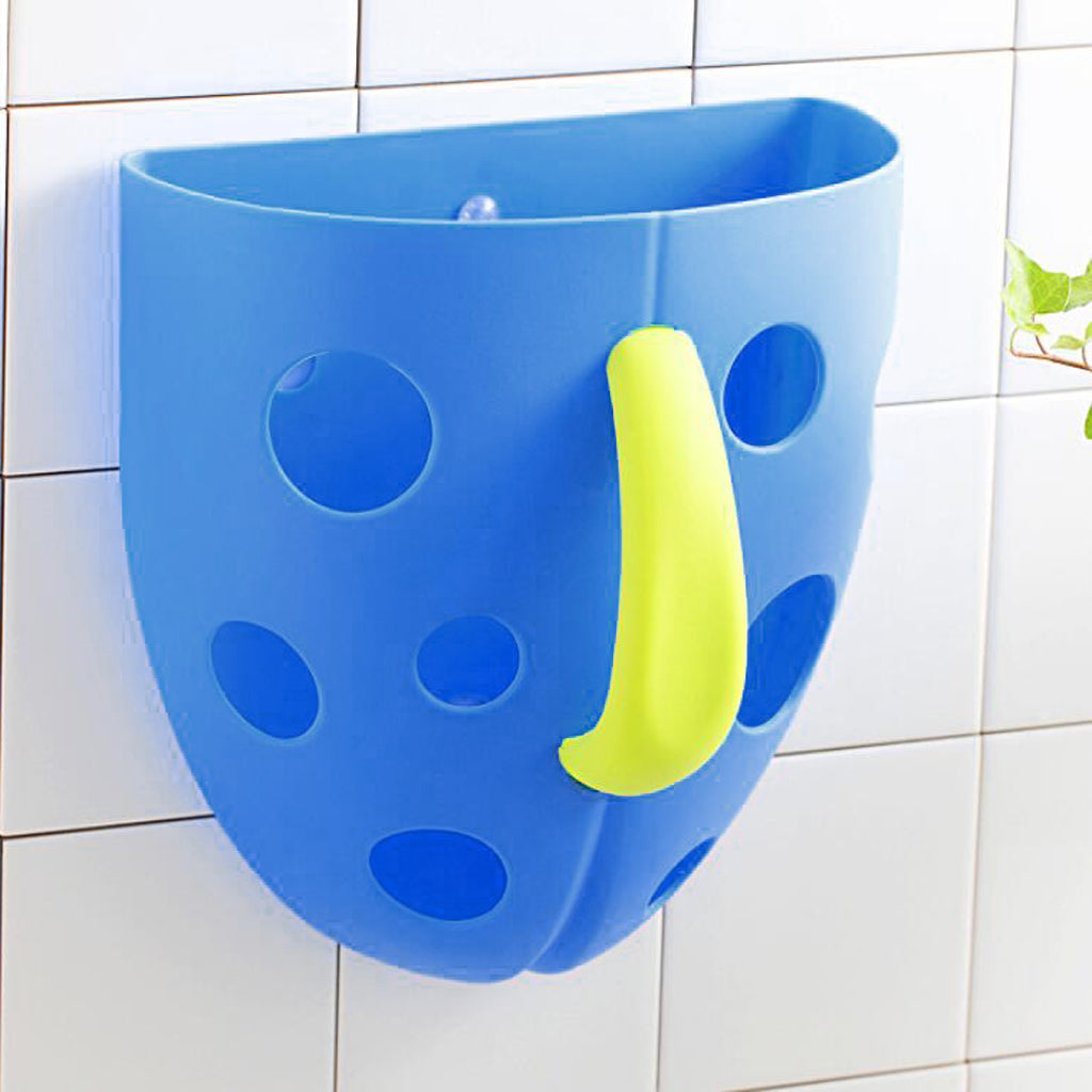 Kids Baby Sucker & Self Hanging Hook Bathing Toys Storage Box Bathroom Accessories –Blue