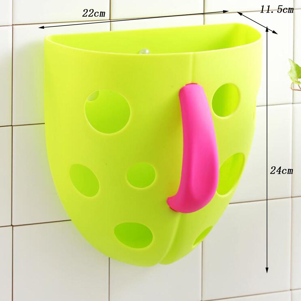 Kids Baby Sucker & Self Hanging Hook Bathing Toys Storage Box Bathroom Accessories –Green