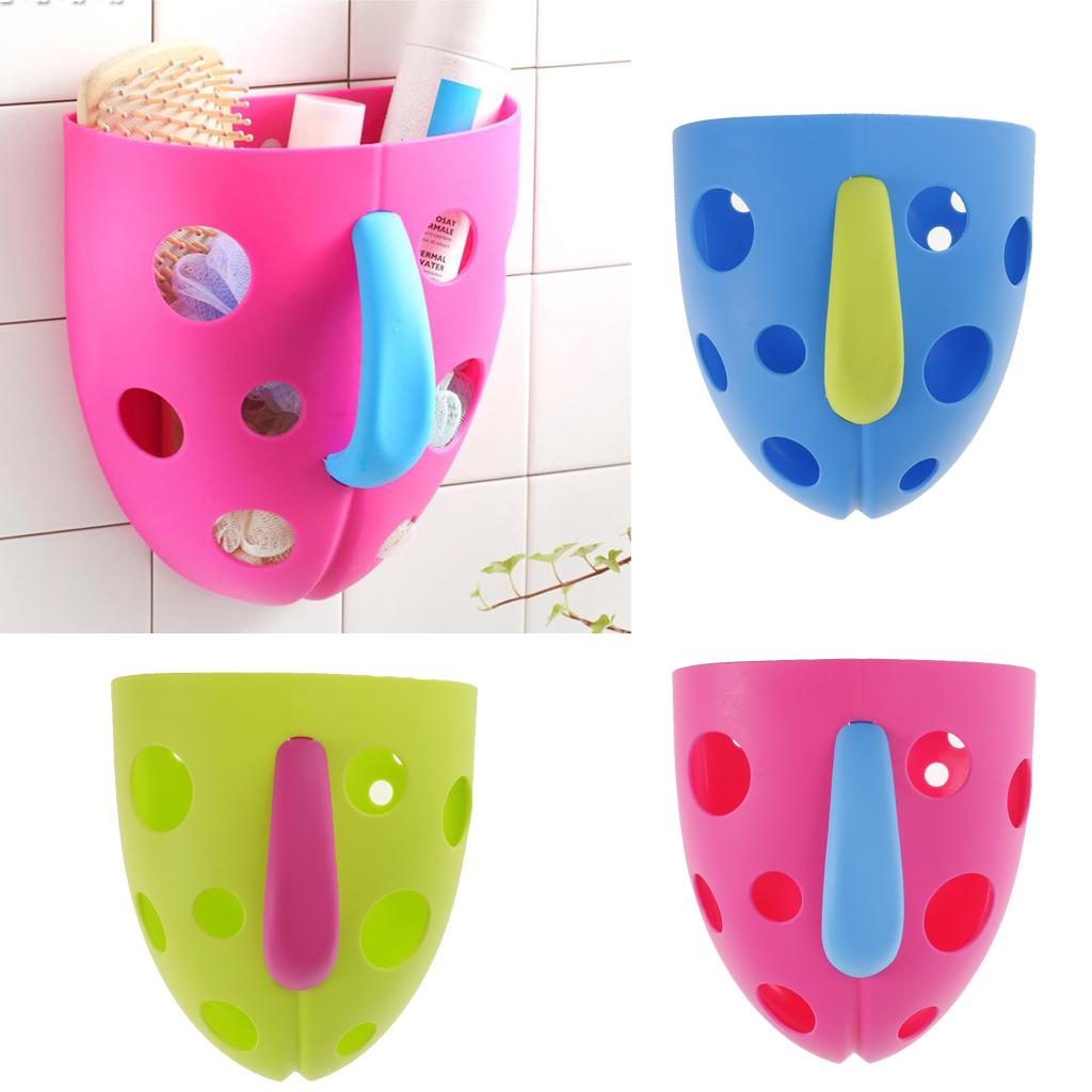 Kids Baby Sucker & Self Hanging Hook Bathing Toys Storage Box Bathroom Accessories –Green