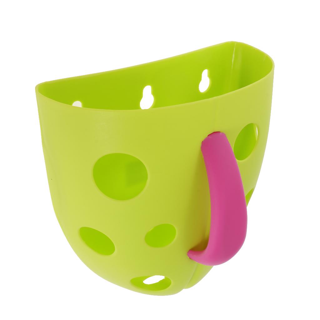 Kids Baby Sucker & Self Hanging Hook Bathing Toys Storage Box Bathroom Accessories –Green