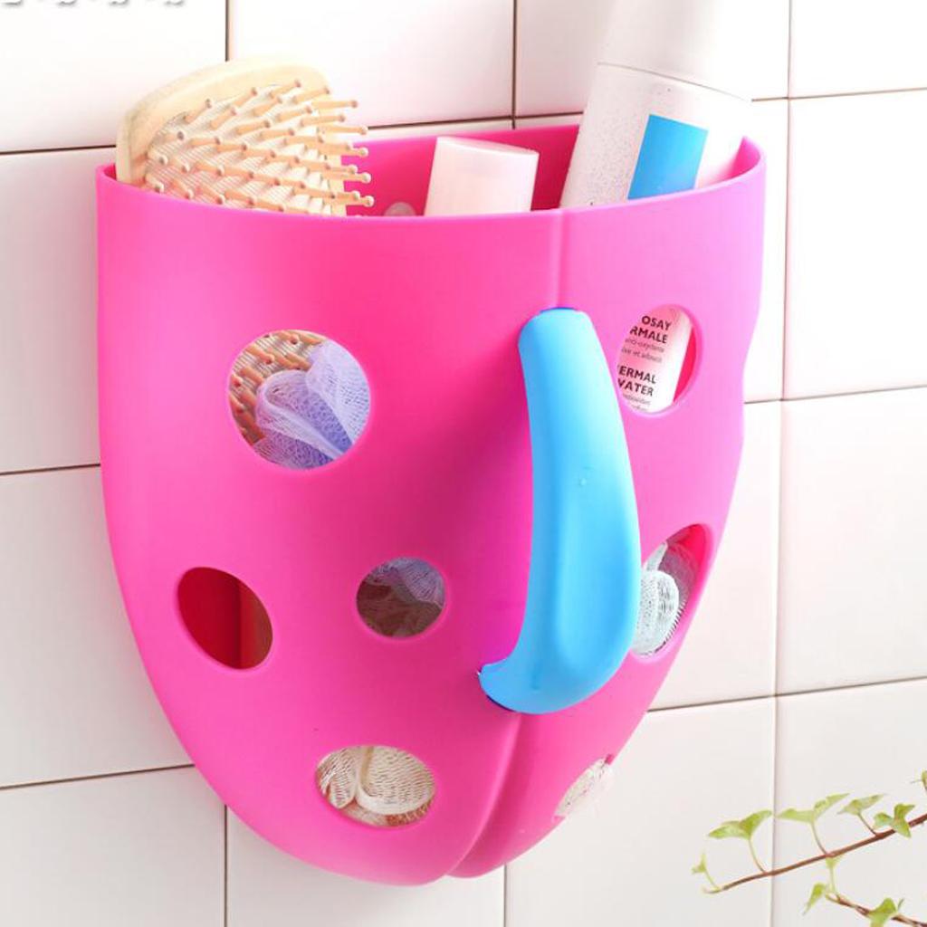 Sucker & Self Hanging Hook Bathing Toys Storage Box Bathroom Wall Pink