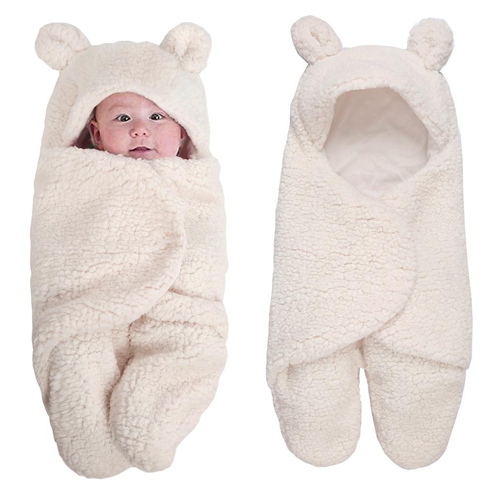 Infant Swaddle Wrap Baby Bedding Blanket Sleeping Bag  White for 0-3 months