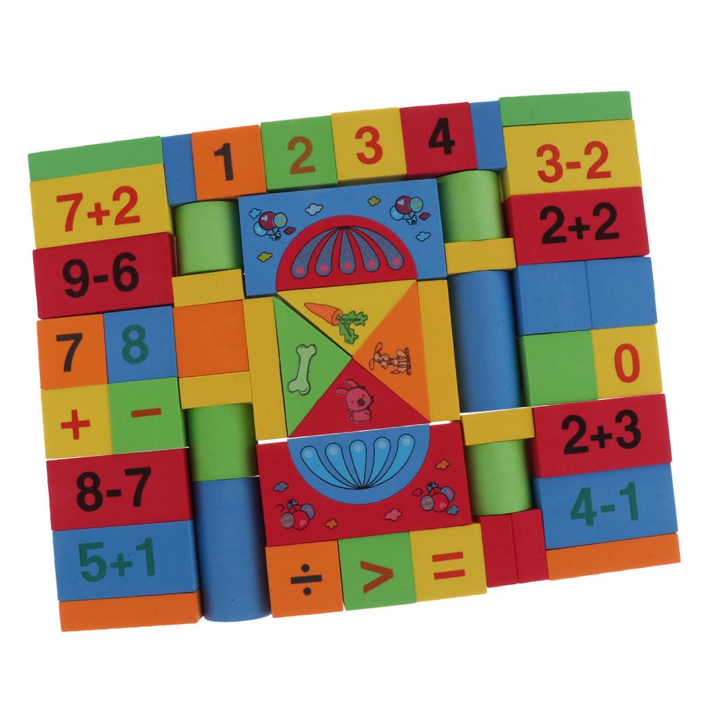52Pcs EVA Soft Building Blocks Set Stacking Game Math Toys for Kids Toddler