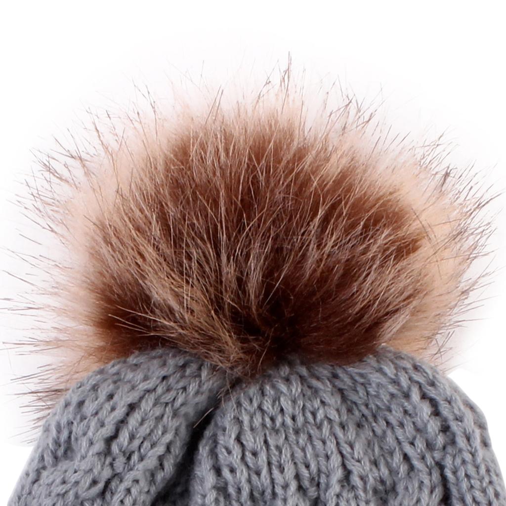 Kids Winter Warm Hat Baby Beanie Pom Pom Knit Cap for Girls and Boys Grey