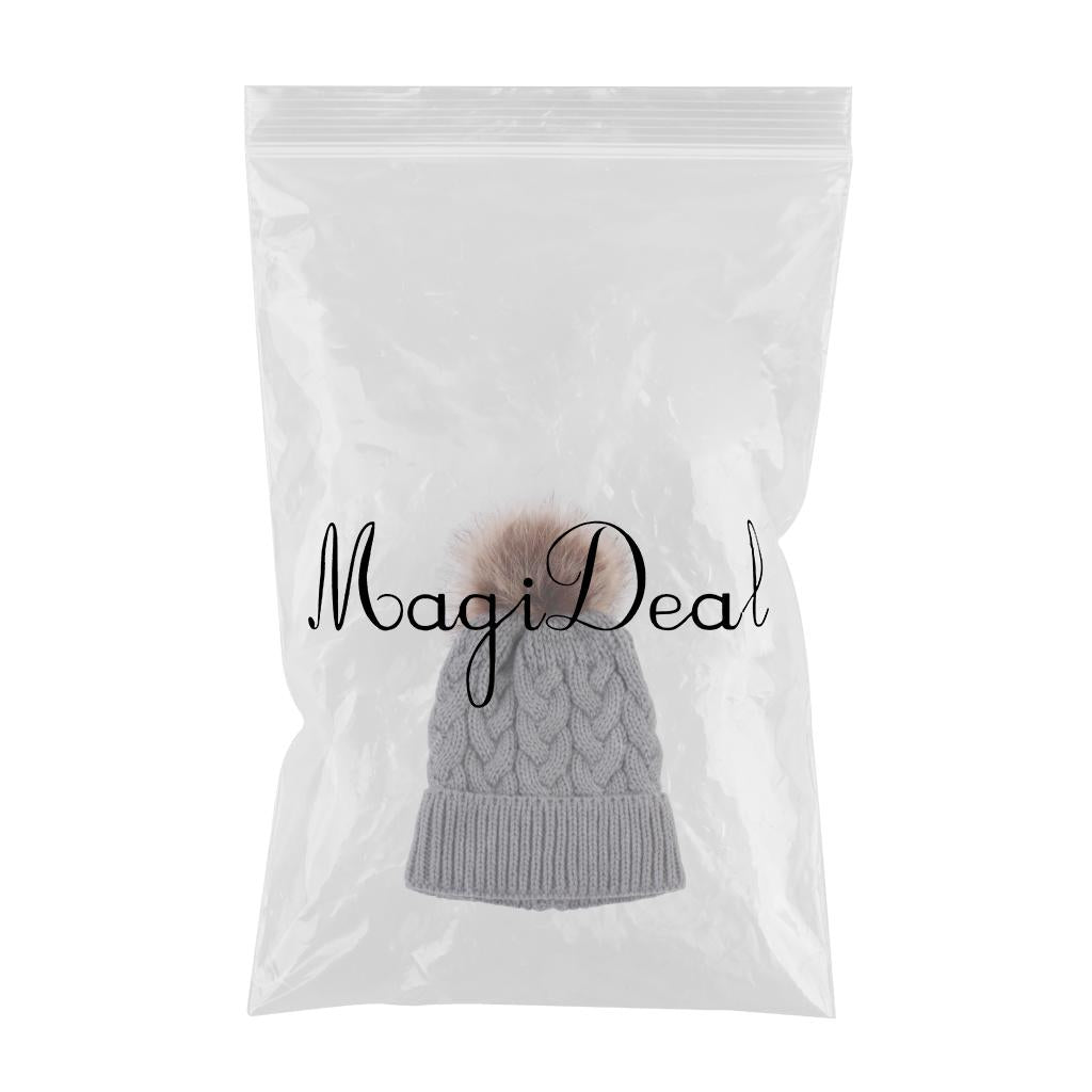 Kids Winter Warm Hat Baby Beanie Pom Pom Knit Cap for Girls and Boys Grey